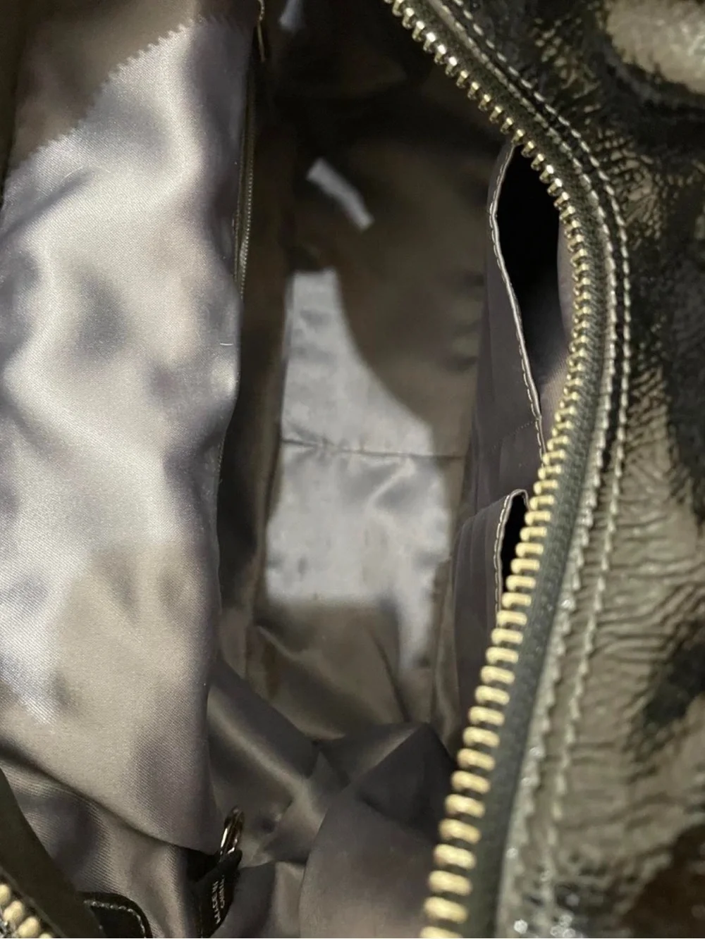 Coach Black and Dark Gray Signature Shoulder Tote with Chain Straps
